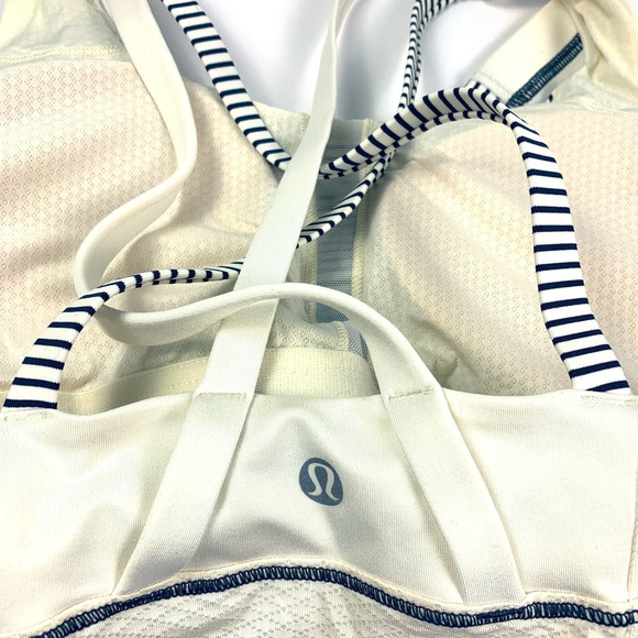Lululemon Energy Tank Hyper Stripe Angel Wing Sz 4 Ivory Minimal Signs of Wear - Picture 5 of 10